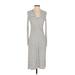 Three Dots Casual Dress - Midi: Ivory Stripes Dresses - Women's Size Small