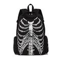 YIAGXIVG Halloween School Backpack Teen Girls Multi Pocket Schoolbag Student Daypack Skull Skeleton Printed Travel Bag Halloween Backpack Purse For Women
