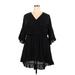 Boohoo Casual Dress - Mini V Neck 3/4 sleeves: Black Print Dresses - Women's Size 18