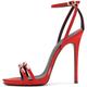 CHMILE CHAU Women's Elegant Heels Sandals Patent Stiletto-Sexy High Stiletto Heel Round Toe Evening Party Luxury Fashion Wedding Ankle Strap 13-CHC-34, 13 Red, 8.5 UK