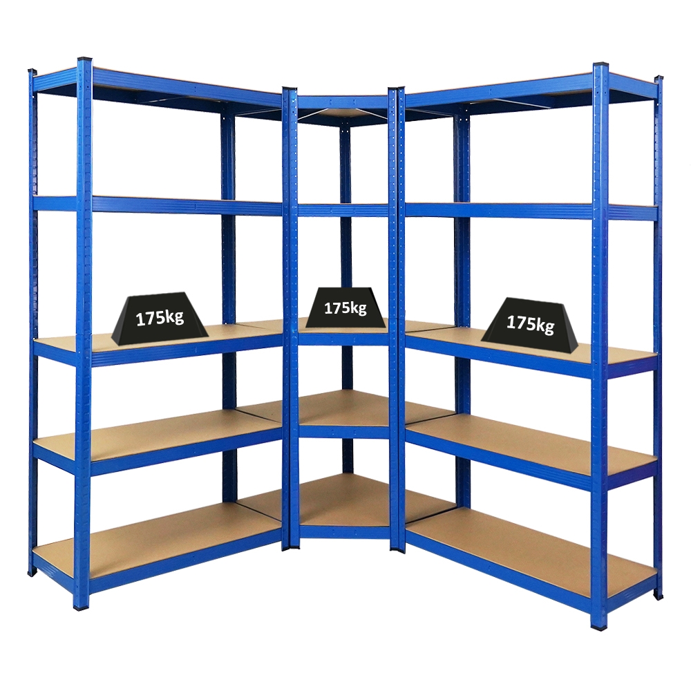 PROREGAL Mega Deal | 1x Eckregal + 2x Schwerlastregal Ragnar | Fachlast 175 kg | Blau | Stecksystem Lagerregal Regalsystem 3 Stk. Image