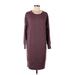 Ellen Tracy Casual Dress - Sweater Dress: Burgundy Marled Dresses - Women's Size Medium