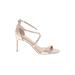 Jewel Badgley MIschka Heels: Strappy Stiletto Glamorous Ivory Print Shoes - Women's Size 9 - Open Toe