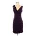 En Focus Studio Cocktail Dress - Sheath Plunge Sleeveless: Purple Print Dresses - Women's Size 4