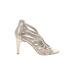 Kelly & Katie Heels: Slip On Stiletto Glamorous Silver Solid Shoes - Women's Size 9 - Open Toe