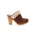 Ugg Mule/Clog: Clogs Chunky Heel Boho Chic Brown Shoes - Women's Size 8 - Round Toe