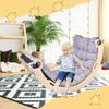 Indoor Outdoor Toddler Climbing Toys for Toddlers 1-3, Montessori Wooden Climber Arch Rocker with Two-Color Soft Cushion