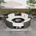 9-Piece Outdoor Patio Conversation Set Luxury Circular Outdoor Sofa Set Rattan Wicker Sectional Sofa Lounge Set w/ Coffee Table