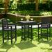 LUE BONA 3-Piece Bar Set HDPS Square Table and Outdoor Bistro Armchairs Patio Seating - 31.3"D x 31.3"W x 37.2"H