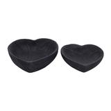 Sagebrook Home Set of 2 Wooden Heart Shaped Nested Bowls Contemporary Rustic Farmhouse