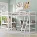 Twin Size L-Shaped Loft Bed with 2 Built-in L-Shaped Desks & Ladder, Wooden Double High Loftbeds for 2, for Kids Teens Bedroom