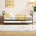 Full/Twin Size Metal Daybed with Curved Handle Design and Twin Size Trundle