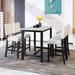 5 Piece Rustic Wooden Counter Height Dining Table Set with 4 Upholstered Chairs for Small Places