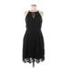 White House Black Market Cocktail Dress - A-Line Halter Sleeveless: Black Print Dresses - Women's Size 6