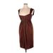 BCBGMAXAZRIA Cocktail Dress - Party Plunge Sleeveless: Brown Print Dresses - Women's Size Large