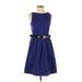 Theory Casual Dress - A-Line Crew Neck Sleeveless: Blue Solid Dresses - Women's Size 4