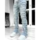 Jean à Coupe Régulière pour Homme Pantalon en Denim Droit Hip Hop Grunge Streetwear Collection