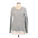 Simply Vera Vera Wang Pullover Sweater: Gray Color Block Tops - Women's Size Large