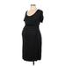 A Pea in the Pod Casual Dress - Midi Scoop Neck Short sleeves: Black Print Dresses - Women's Size Large Maternity