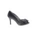 Nina Heels: Pumps Stilleto Feminine Black Solid Shoes - Women's Size 8 - Peep Toe