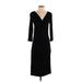 Rachel Roy Casual Dress - Midi V Neck 3/4 sleeves: Black Print Dresses - Women's Size Small