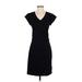 Athleta Casual Dress - Sheath V Neck Short sleeves: Black Print Dresses - Women's Size Small