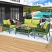 Hokku Designs Elestren Rectangular 4 - Person 19.7" L Outdoor Dining Set Glass/Metal in Green | 19.7 W x 35.4 D in | Wayfair