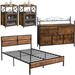 17 Stories Sharyon Platform 4 Piece Bedroom Set Wood/Metal in Brown | 39.4 H x 39.4 W x 77.5 D in | Wayfair 5E81250EB3494393B9ECB610515AE785