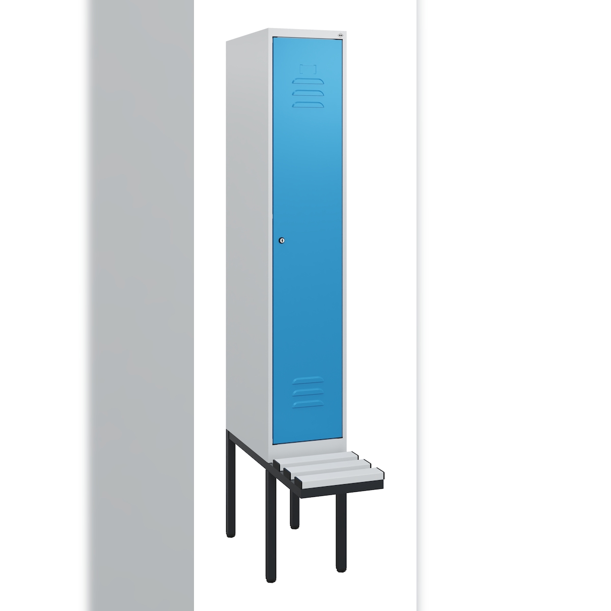 C+P Spind Classic PLUS, Bank, 1 Abteil, 1950x300x815mm, 7035/5012 Image