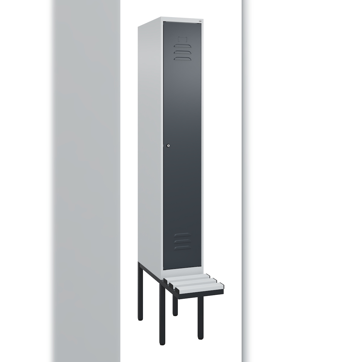 C+P Spind Classic PLUS, Bank, 1 Abteil, 2120x300x815mm, 7035/7016 Image