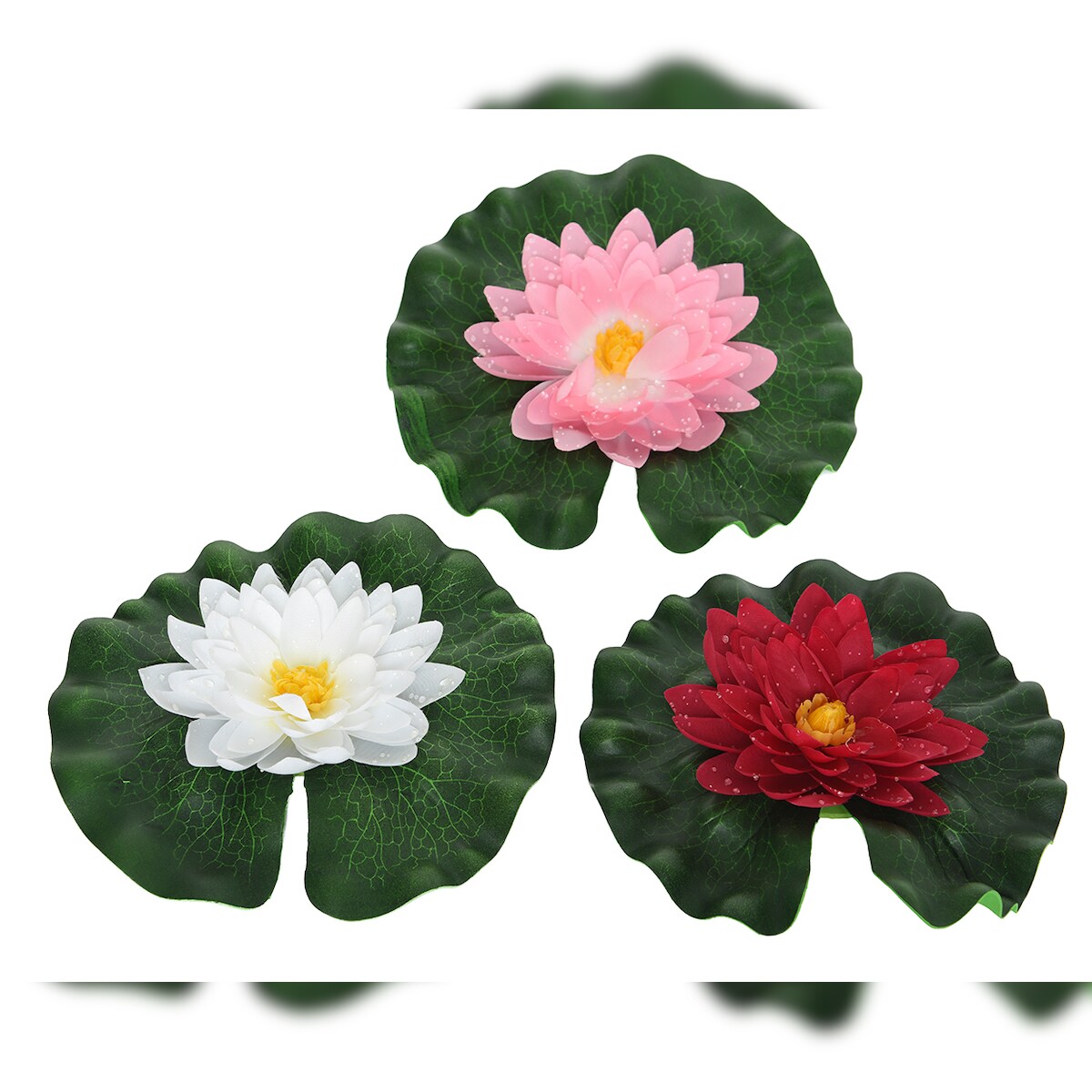 Decoris 1 künstliche Seerose 20cm Kunstblumen Teichpflanzen Dekoblumen schwimmend Lotus Image