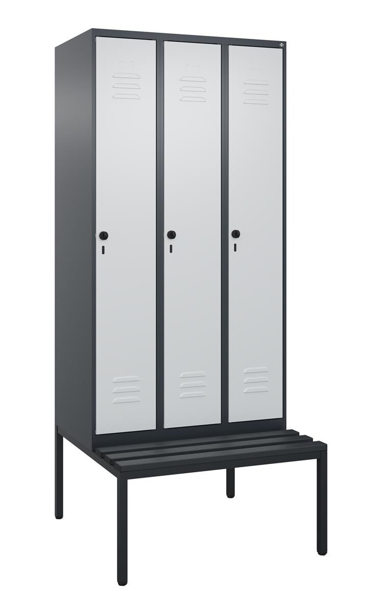 C+P Spind Classic PLUS, Bank, 3 Abteile, 2120x900x815mm, 7016/7035 Image