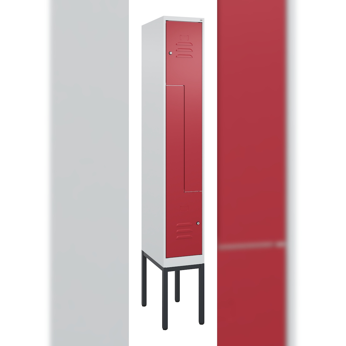 C+P Z-Spind Classic PLUS, Gestell, 2 Abteile, 2120x300x500mm, 7035/3003 Image