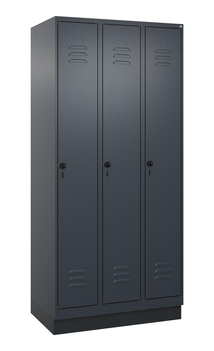 C+P Spind Classic PLUS, Sockel, 3 Abteile, 1950x900x500mm, 7016/7016 Image