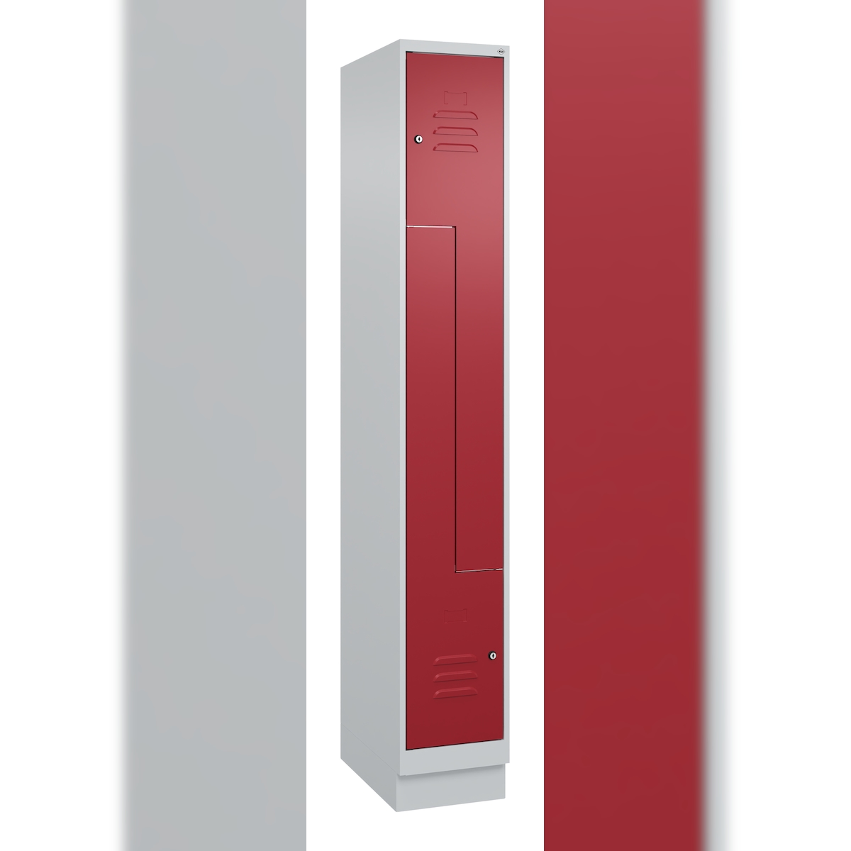 C+P Z-Spind, Classic PLUS, Sockel, 2 Abteile, 1950x300x500mm, 7035/3003 Image