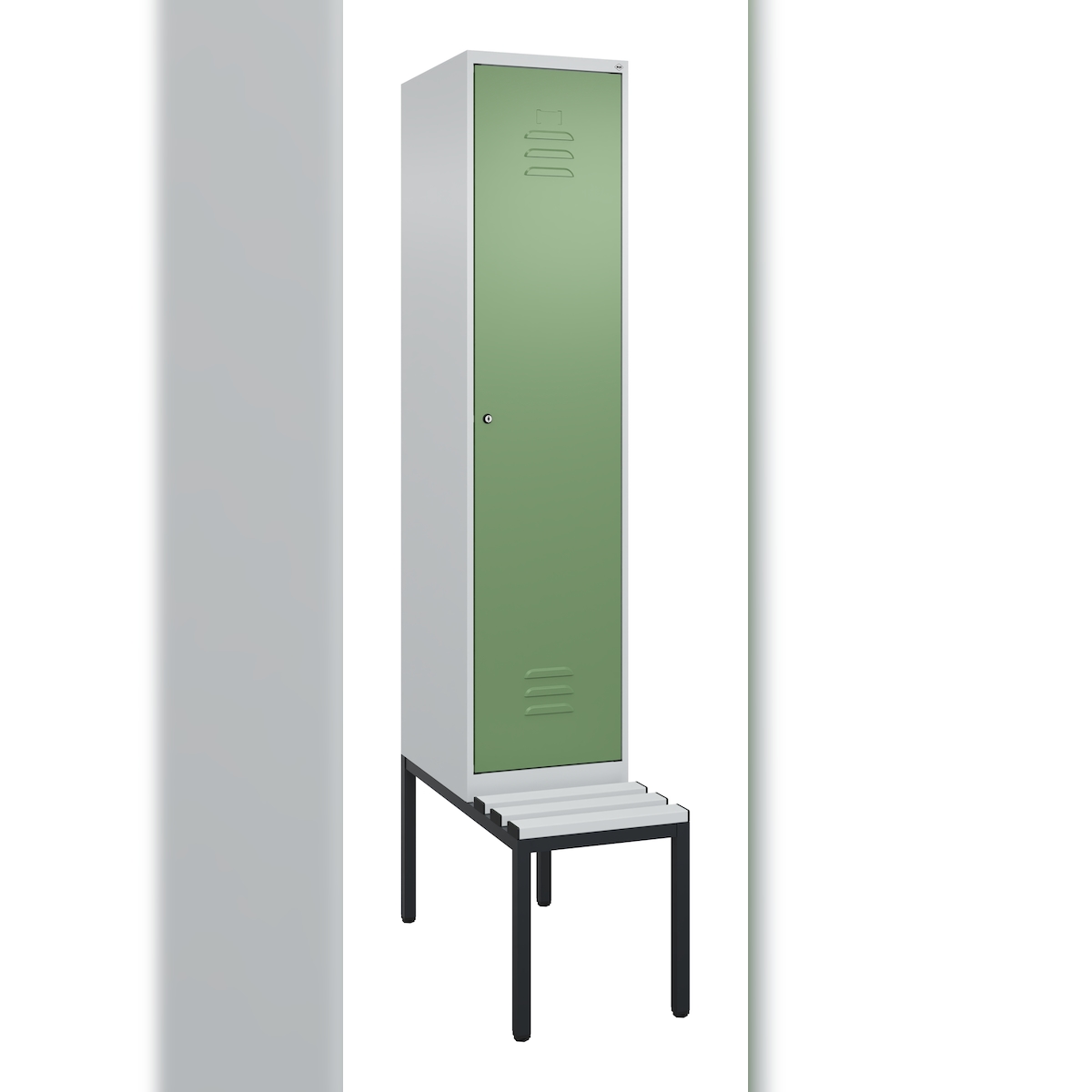 C+P Spind Classic PLUS, Bank, 1 Abteil, 2120x400x815mm, 7035/6011 Image