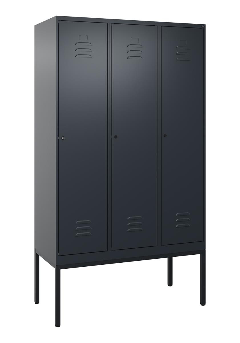 C+P Spind Classic PLUS, Gestell, 3 Abteile, 2120x1200x500mm, 7016/7016 Image