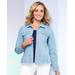 Draper's & Damon's Women's Peplum Stripe Jean Jacket - Blue - 3X - Womens