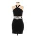 Speechless Cocktail Dress - Bodycon Halter Sleeveless: Black Print Dresses - Women's Size 8