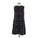 Eileen Fisher Casual Dress - Mini Crew Neck Sleeveless: Black Print Dresses - Women's Size X-Small