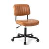 Costway PU Leather Adjustable Office Chair Swivel Task Chair with Backrest-Orange