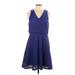 Mossimo Casual Dress - A-Line V Neck Sleeveless: Blue Chevron/Herringbone Dresses - Women's Size Large