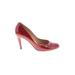 Salvatore Ferragamo Heels: Slip-on Stiletto Cocktail Party Red Print Shoes - Women's Size 7 - Almond Toe