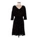 Soma Casual Dress - A-Line V-Neck 3/4 sleeves: Black Dresses - Women's Size Medium