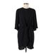 Topshop Casual Dress - Mini Crew Neck 3/4 sleeves: Black Print Dresses - Women's Size 8