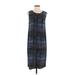 Theyskens' Theory Casual Dress - Midi Crew Neck Sleeveless: Blue Print Dresses - Women's Size P