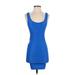 Bebe Casual Dress - Bodycon Scoop Neck Sleeveless: Blue Print Dresses - Women's Size Small