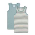 Sanetta Jungen-Unterhemden (Doppelpack) Beige & Blau | Hochwertiges und nachhaltiges Unterhemd für Jungen aus Bio-Baumwolle. Inhalt: 2er Set Unterwäsche für Jungen 140