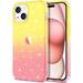 Case for iPhone 15 Plus Case Glitter Cute Clear Glitter Sparkly Shiny Bling Sparkle Cover Anti-Scratch Soft TPU Slim Fit Shockproof Protective Phone Cases Women Girls Gradient Yellow/Pink