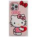 3D Bow Pink Brown Sanrio Hello kitty Stereoscopic Phone Cases For iPhone 15 14 13 12 11 Pro Max 2023 Back Cover Send Girlfriend